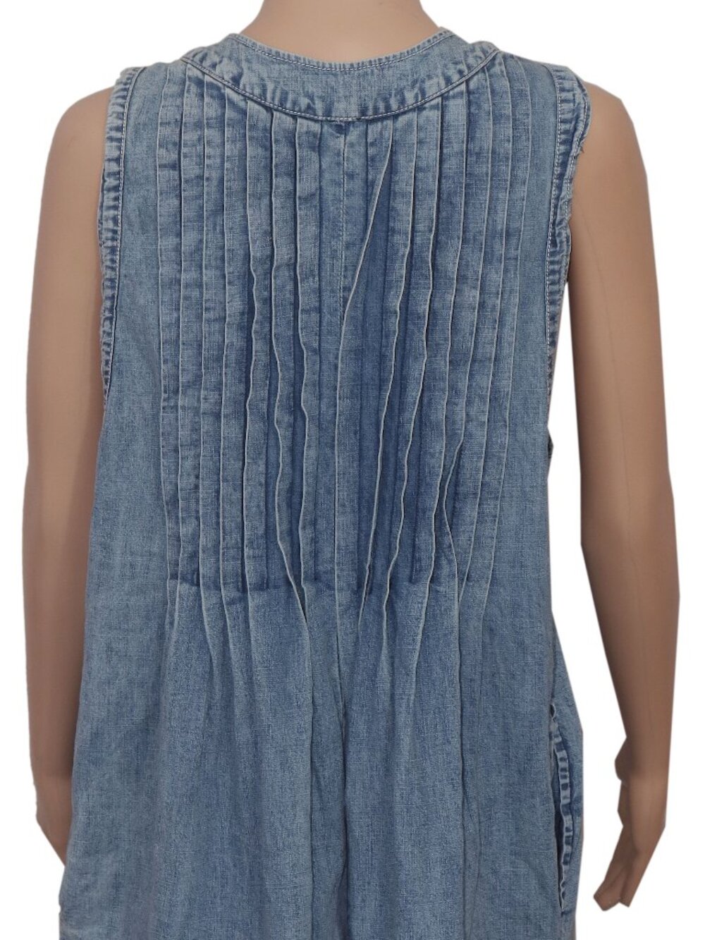 Free People Webster Romper Pleated V Neck Tie Sleeveless Blue XL - Picture 7 of 8